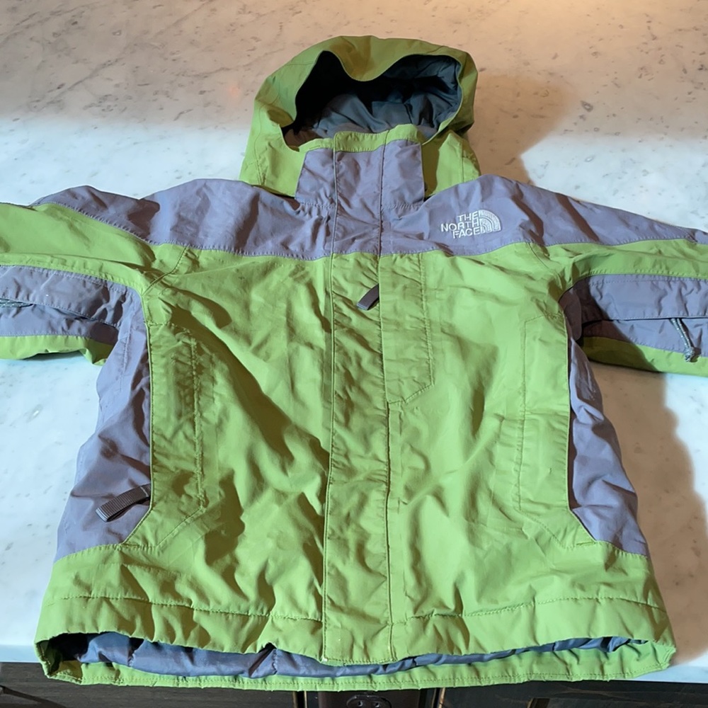 Green and gray Boys small North Face Ski jacket.